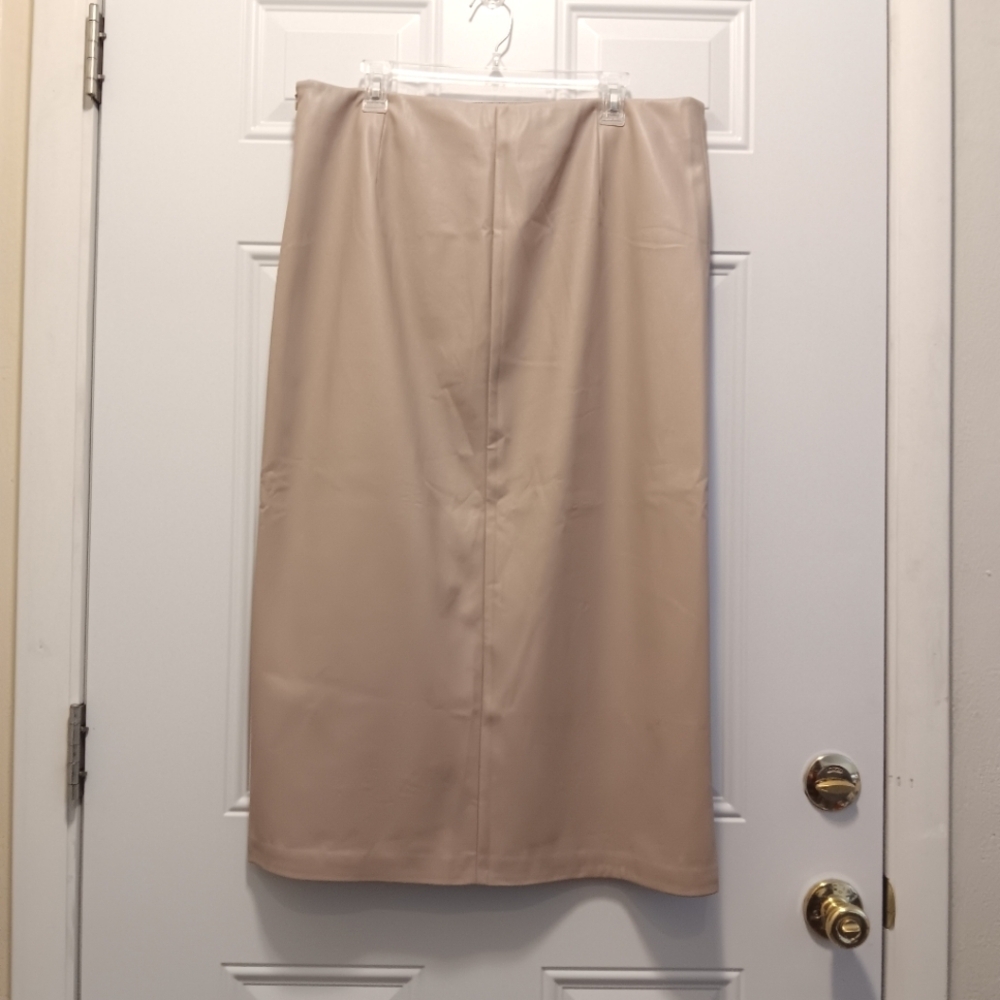 River Island Vegan/ Faux Leather Maxi Skirt Brown- Light Winter Ethnic US 14 - Picture 6 of 7